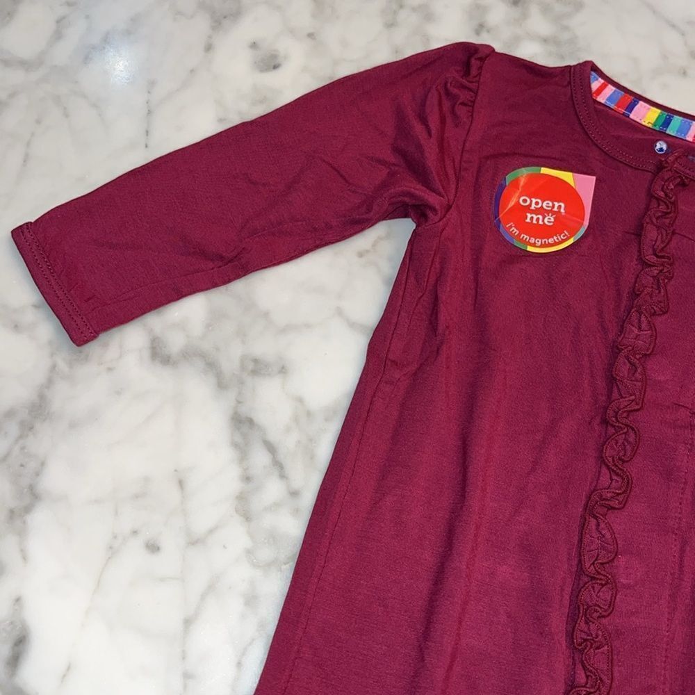 NWT MAGNETIC ME BEAUTIFUL BORDEAUX RUFFLE FOOTIE - Picture 5 of 8